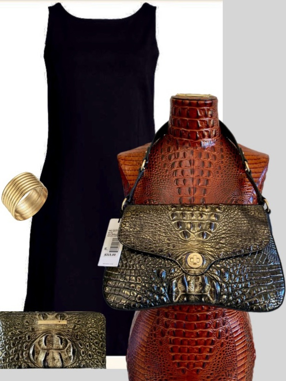 ($490) WOW!🌳ONYX MELBOURNE NERIDA Brahmin Shoulder Bag+SURI Wallet